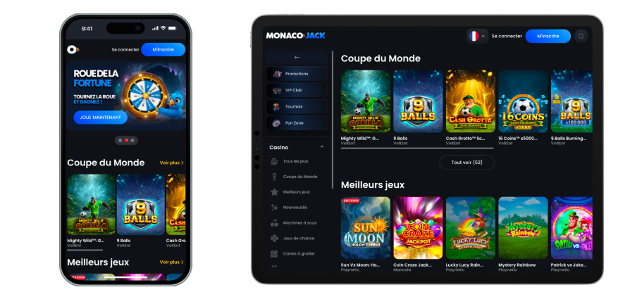 Casino Jack Monaco sur un appareil mobile Monaco-Jack Casino Version mobile
