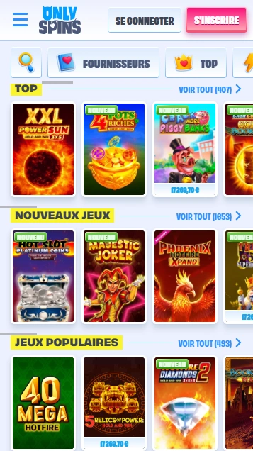 Jeux sur OnlySpins Un Casino Génial FR OnlySpins3 pour Jouer sur Internet